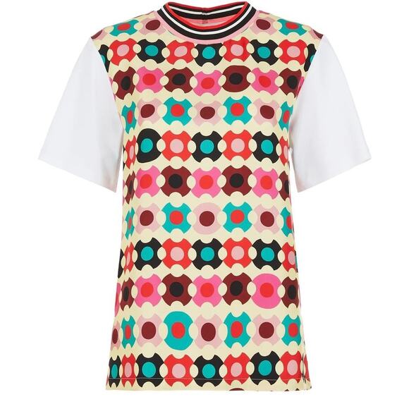 La DoubleJ Groovy Dot Silk Twill Geometric T-Shirt Size Small - Picture 2 of 10